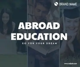Online Editable Abroad Education Quotes Facebook Post 3 Grid Photo Collage