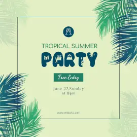 Online Editable Yellow Summer Party with Fancy Font Instagram Post