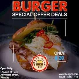 Online Editable Special Burger Deals Instagram Ad