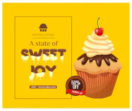 Online Editable Cupcake Offer Sale Design Facebook Post