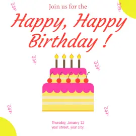 Online Editable Happy Birthday Wishes Birthday Invitation