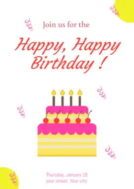 Online Editable Happy Birthday Portrait Invitation