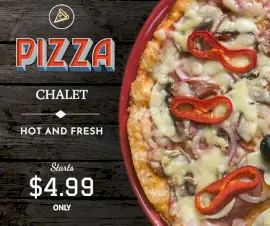 Online Editable Pizza Chalet with 3D Text Facebook Post