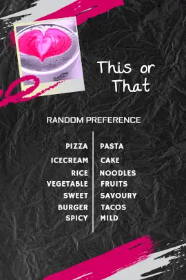 Online editable this or that Menu Tumblr Graphic