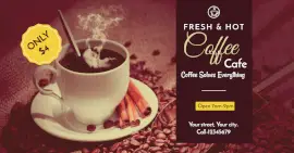Online Editable Hot Coffee Cafe Opening Facebook Ad post