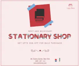 Online Editable Stationery Shop with Fancy Font Facebook Post