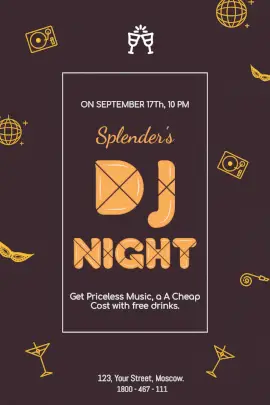Online Editable Splender's DJ Night Promotion Pinterest Graphic