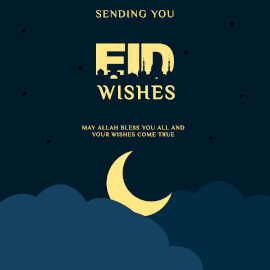 Online Editable Crescent Moon & Twinkle Star Eid Festival GIF Post