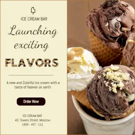 Online Editable Ice Cream Bar Exciting Flavors Fancy Text GIF Post