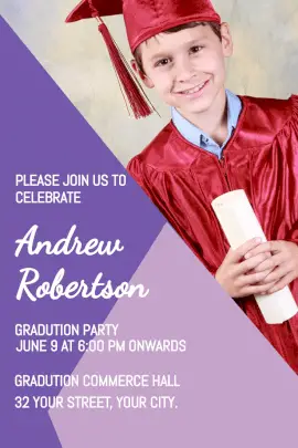 Online Editable Emily Robertson's Graduation Party Invitation Pinterest Graphic
