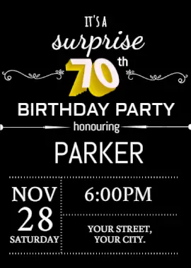 Online Editable 70th Birthday Party Portrait Invitation