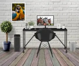 Online Editable Workstation with Photo Monitor Photo Mockup
