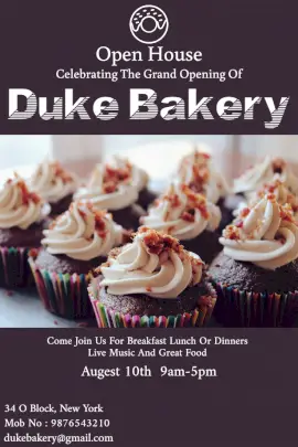 Online Editable Invitation for New Bakery Opening Pinterest Graphic