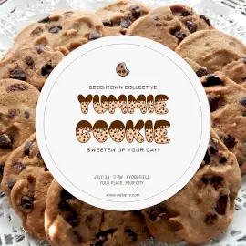 Online Editable Yummie Cookies Bakery Opening GIF Post