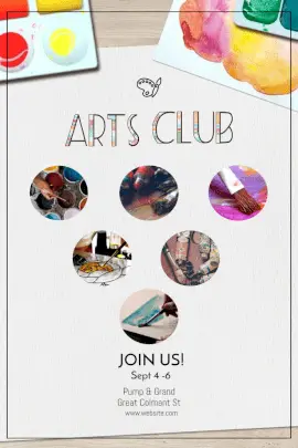 Online Editable Arts Club Pinterest Graphic