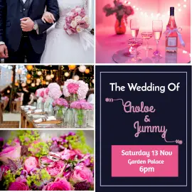 Online Editable Wedding Invitation at Garden Palace 4 Grid Photo Collage