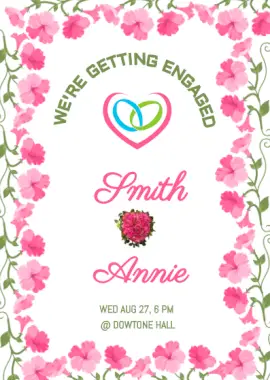 Online Editable Floral Wedding Portrait Invitation