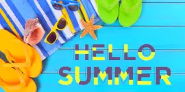 Online Editable Hello Summer on Beach Twitter Post