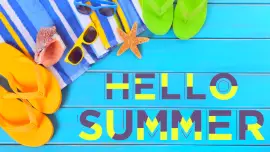 Online Editable Blue Purple and Yellow Summer Beach Hacks YouTube Thumbnail