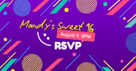 Online Editable Mandy's Sweet 16 Birthday Invite Facebook Ad Post