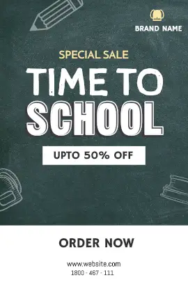 Online Editable Dark Green Time to School Tumblr Graphic