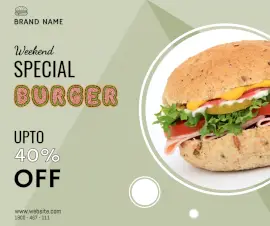 Online Editable Weekend Burger Offer Facebook Post