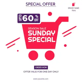 Online Editable Sunday Special Sale Social Media Post