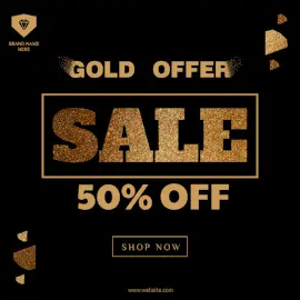 Online Editable Golden Sale Offer Social Media Post