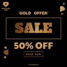 Online Editable Golden Sale Offer Instagram Ad