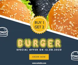 Online Editable Burger Buy 1 Get 2 Ad Facebook Post