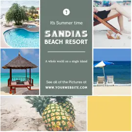 Online Editable Summer Beach Resort 5 Grid Photo Collage