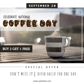 Online Editable National Coffee Day Offers Instagram Ad