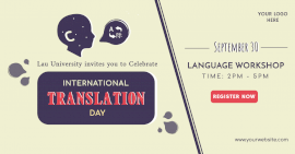 Online Editable International Translation Day Promotion Facebook Ad post
