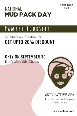 Online editable beauty parlor promotion on National mud pack day Tumblr Graphic