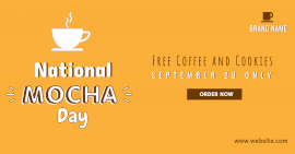 Online Editable Yellow Mocha Day Invite Facebook Ad Post