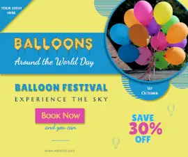 Online Editable Balloons Around the World Day October 1 Facebook Post