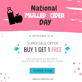 Online Editable National Mulled Cider Day Sale Social Media Post