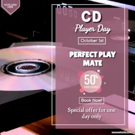 Online Editable CD Player Day October 1 Sale Social Media Post