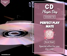 Online Editable CD Player Day October 1 Sale Facebook Post