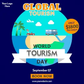 Online Editable World Tourism Day September 27 Offer Social Media Post
