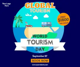 Online Editable World Tourism Day September 27 Offer Facebook Post