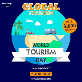 Online Editable World Tourism Day September 27 Offer Instagram Ad