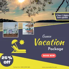 Online Editable Greece Vacation Package Offers Instagram Ad