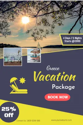 Online Editable Greece Vacation Package Offers Pinterest Graphic