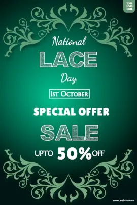 Online Editable Green National Lace Day October 1 Tumblr Graphic