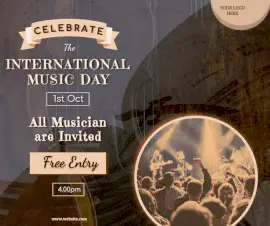 Online Editable International Music Day October 1 Concert Facebook Post