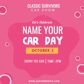Online Editable Name Your Car Day October 1 Social Media Post