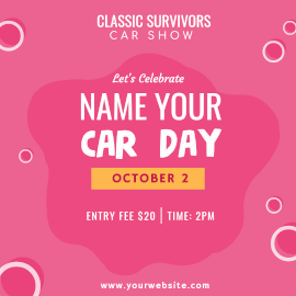 Online Editable Name Your Car Day October 1 Car Show Instagram Ad