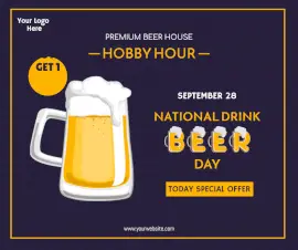 Online Editable Violet National Drink Beer Day Facebook Post