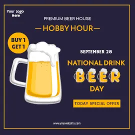 Online Editable National Drink Beer Day September 27 Special Offer Instagram Ad